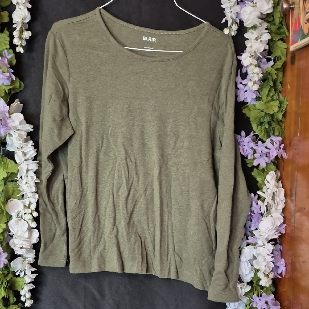 Blair Olive Crewneck Long Sleeve Top
